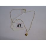 9ct Gold heart shaped pendant with single diamond necklace 1.