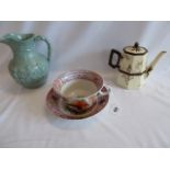 19thC Large tea cup and saucer 'Take Ye A Cuppe O Kindness For Auld Lang Syne' ,