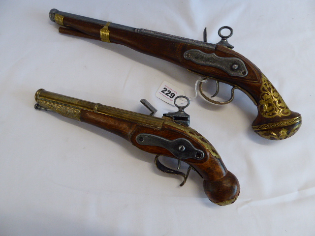 Brass mounted replica flintlock pistols (2) - Image 2 of 2