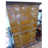 20thC walnut Georgian style chest on chest