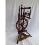 19thC mahogany minstrel upright spinning wheel