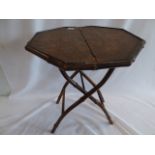 19thC folding bamboo octagonal tea table