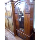 Arts & Crafts mahogany mirror door wardrobe