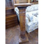 Oak column torchere aspidistra stand