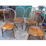 Set 4 oak hoop back Windsor dining chairs