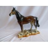 Large glazed pottery horse - H Bequet (14.
