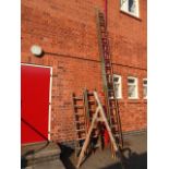 Decorators vintage wooden extending ladders etc