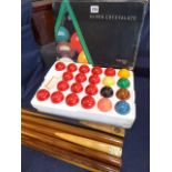 Set of super crystalate snooker balls & cues