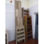 6 x Decorators vintage wooden trestles and scaffold boards etc