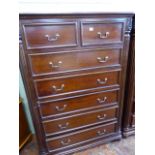 Hardwood Georgian style 7 drawer tallboy chest (62" x 44")