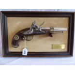 Replica Napoleon Flintlock pistol 'Le Pistolet A Silex Napoleonien' on framed mount
