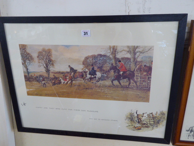 Snaffles Fox Hunting print - "Happy Are They Who Hunt...