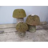 Set 3 graduated stone mushrooms ( 12",