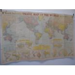 W & A K Johnson's early 20thC cloth backed "Trade Map of the World" edited by Ben Morgan ( 69" x