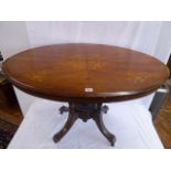 Victorian inlaid walnut oval loo table