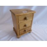 Pine miniature 3 drawer chest