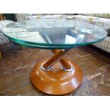 Modern Cadabra style swivel glass top coffee table (27.