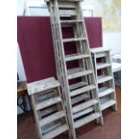 6 x Decorators vintage wooden step ladders