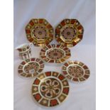 Royal Crown Derby Imari 1128 Octagonal plates side plates and cream jug (7) (second quality)