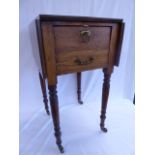 Edwardian oak drop leaf side table