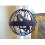 Wrought iron hinged spherical maritime Gimbal oil lamp