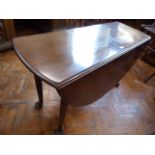 19thC mahogany pad foot drop leaf table with end drawer