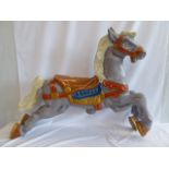 Mid 20thC cast alloy carousel horse approx 27" high x 36" long