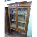 Edwardian inlaid mahogany display cabinet