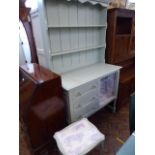 Painted oak dresser and side table with toile paper lining