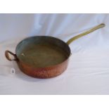 Large heavy 19thC brass handled copper sauté pan ( 16" diameter ) weighs approx 10kg