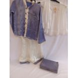 Chinese silk pyjamas in box and Victorian lace childs nightdress (2)