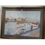 Watercolour Boats in Port - Ralph Hartley