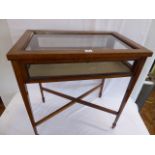 Edwardian inlaid mahogany glazed Vitrine display table