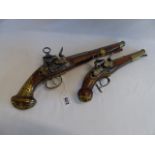 Brass mounted replica flintlock pistols (2)