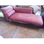 Victorian rosewood pink velvet chaise longue