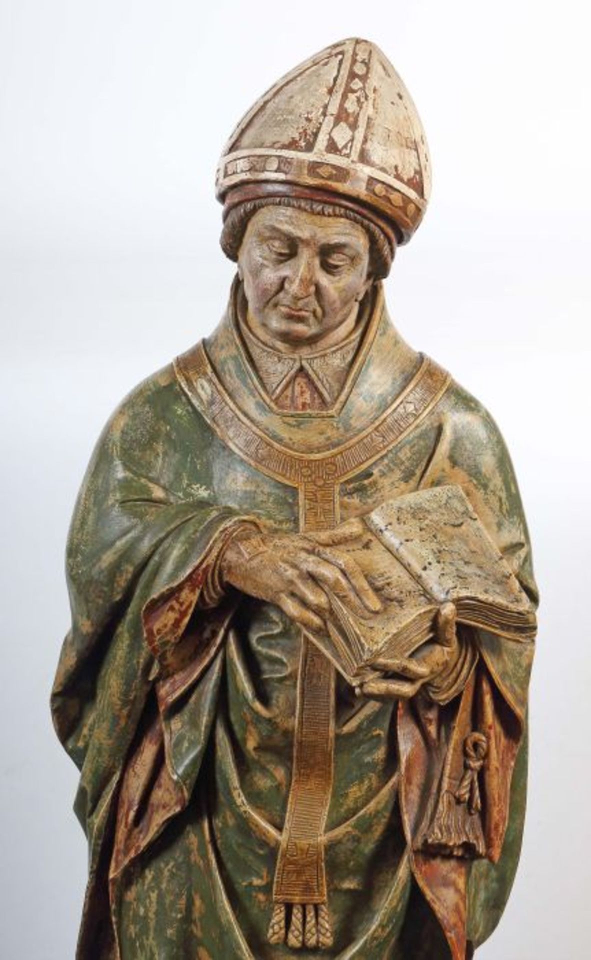 Künstler des 19. Jh. "Bischoff", Gipsguss, polychrom gefasst, vollplastische Figur eines Mannes im - Bild 4 aus 7