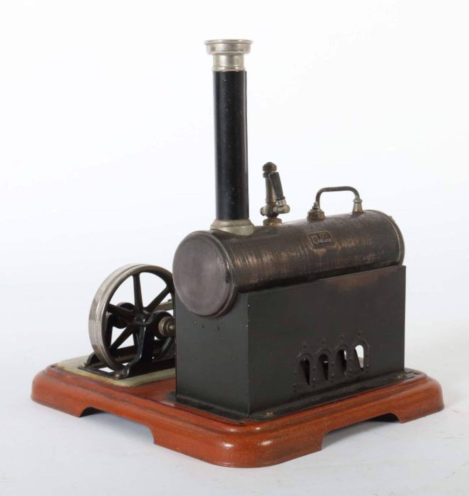 Dampfmaschine Märklin, wohl 4132/5 N, 1928, liegender, stahlblau patinieter Kessel, Pfeife, - Bild 3 aus 5