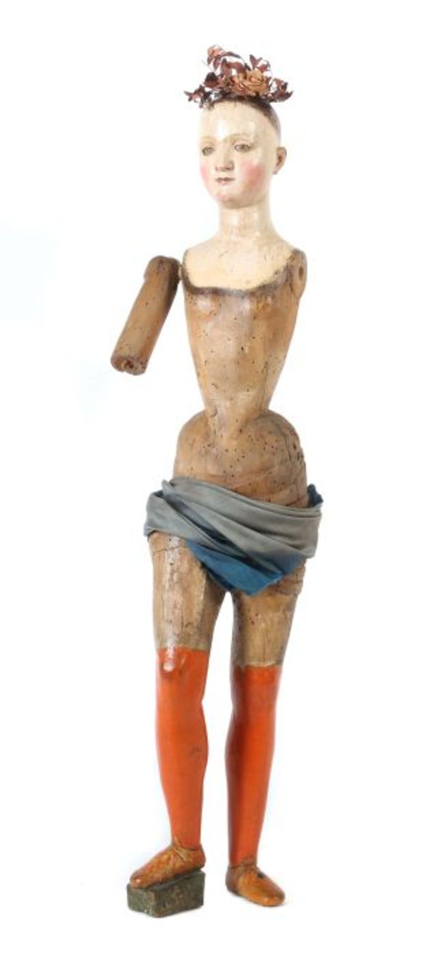 Prozessionfigur Italien, 19. Jh., Holz geschnitzt, part. polychrom gefasst, vollplastische,