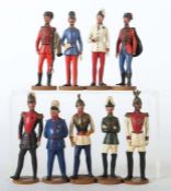 9 Figuren in Uniform wohl Emil Pfeiffer, Österreich, um 1880/1900, Masse, bemalt, 9 Figuren in