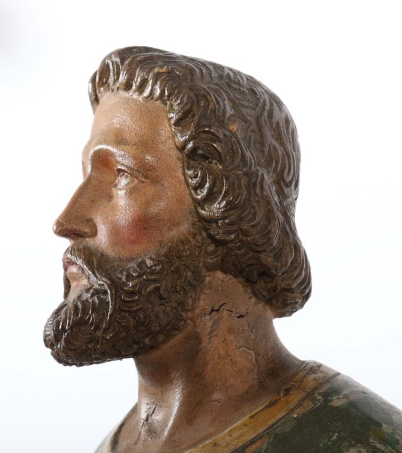 Bildhauer des 19./20. Jh. Zwei Evangelistenfiguren: "Johannes" und "Markus", Holz geschnitzt, - Bild 3 aus 5