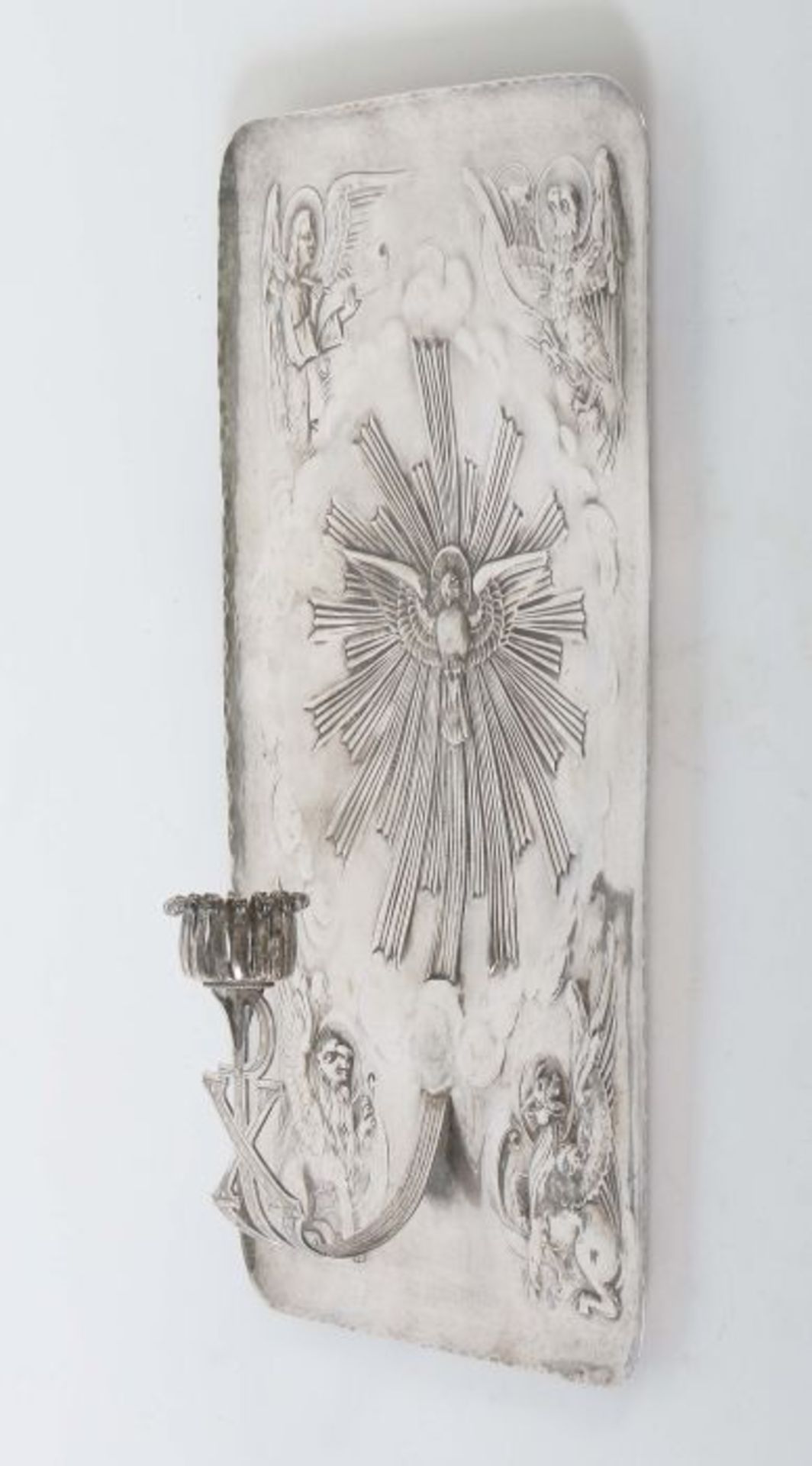 Blaker Schwäbisch Gmünd, Silber 800, 314 g, eckgerundetes Wandschild zentral mit getriebener Taube - Bild 4 aus 4