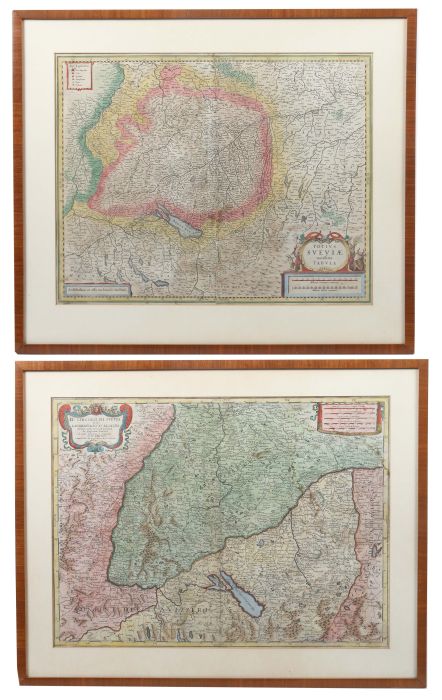 Konvolut Landkarten Bodensee 1x Johannes Janssonius: "Totius Sueviae", zeigt die Gegend zwischen