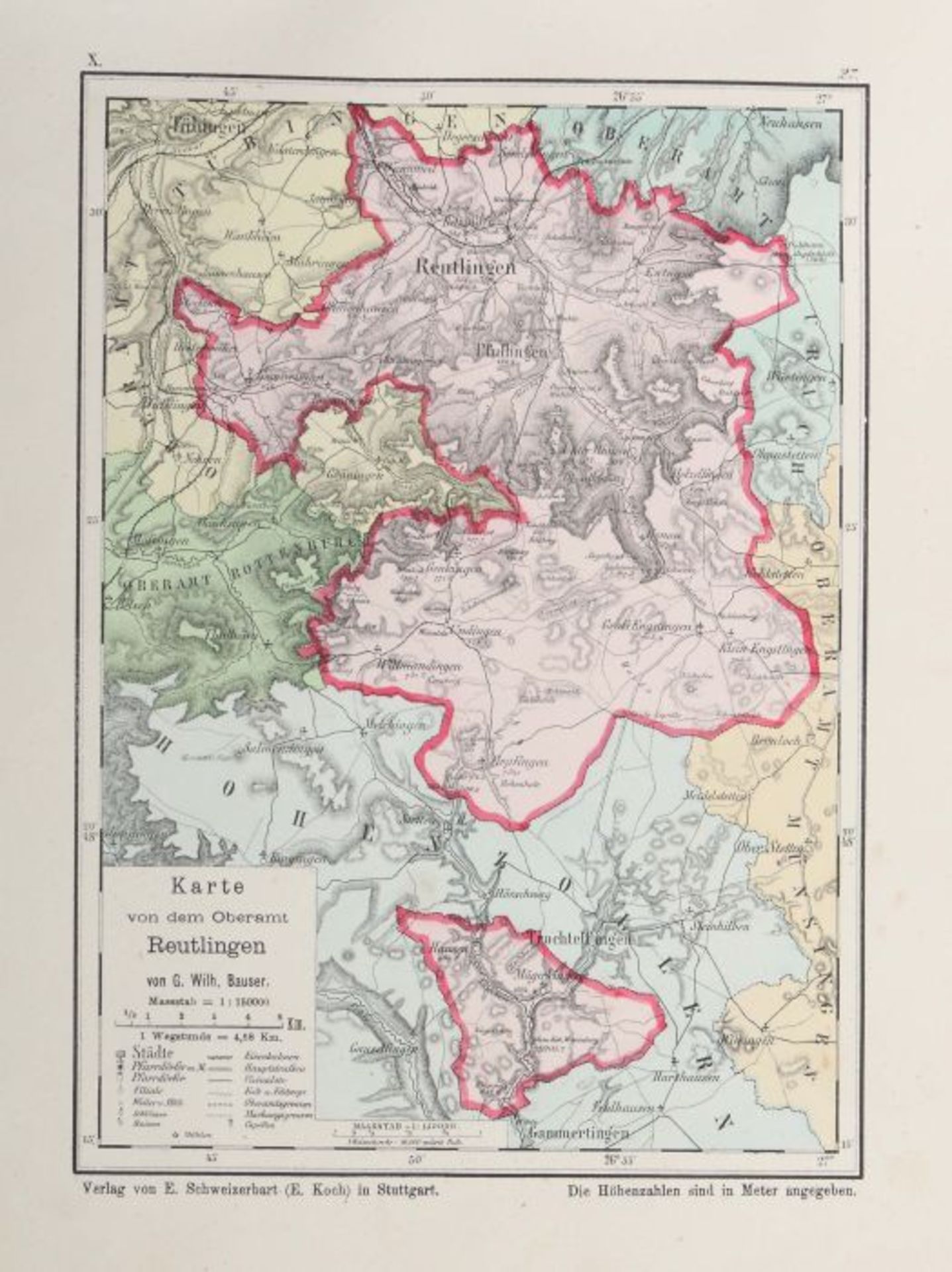 Bauser, G. Wilhelm (bearb.) Hand-Atlas des Königreichs Württemberg in 63 Blättern, Stuttgart, - Bild 5 aus 7