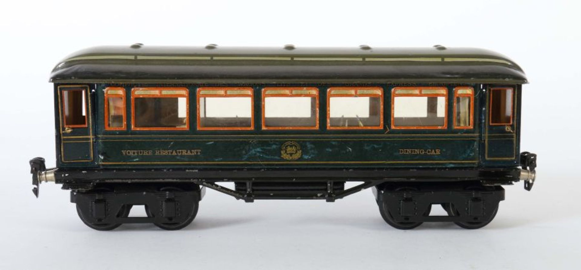 Speisewagen Märklin, Spur 1, 1746 G, BZ 1930-1937, blau, mit Inneneinrichtung, L: 33 cm. Ohne - Bild 2 aus 4