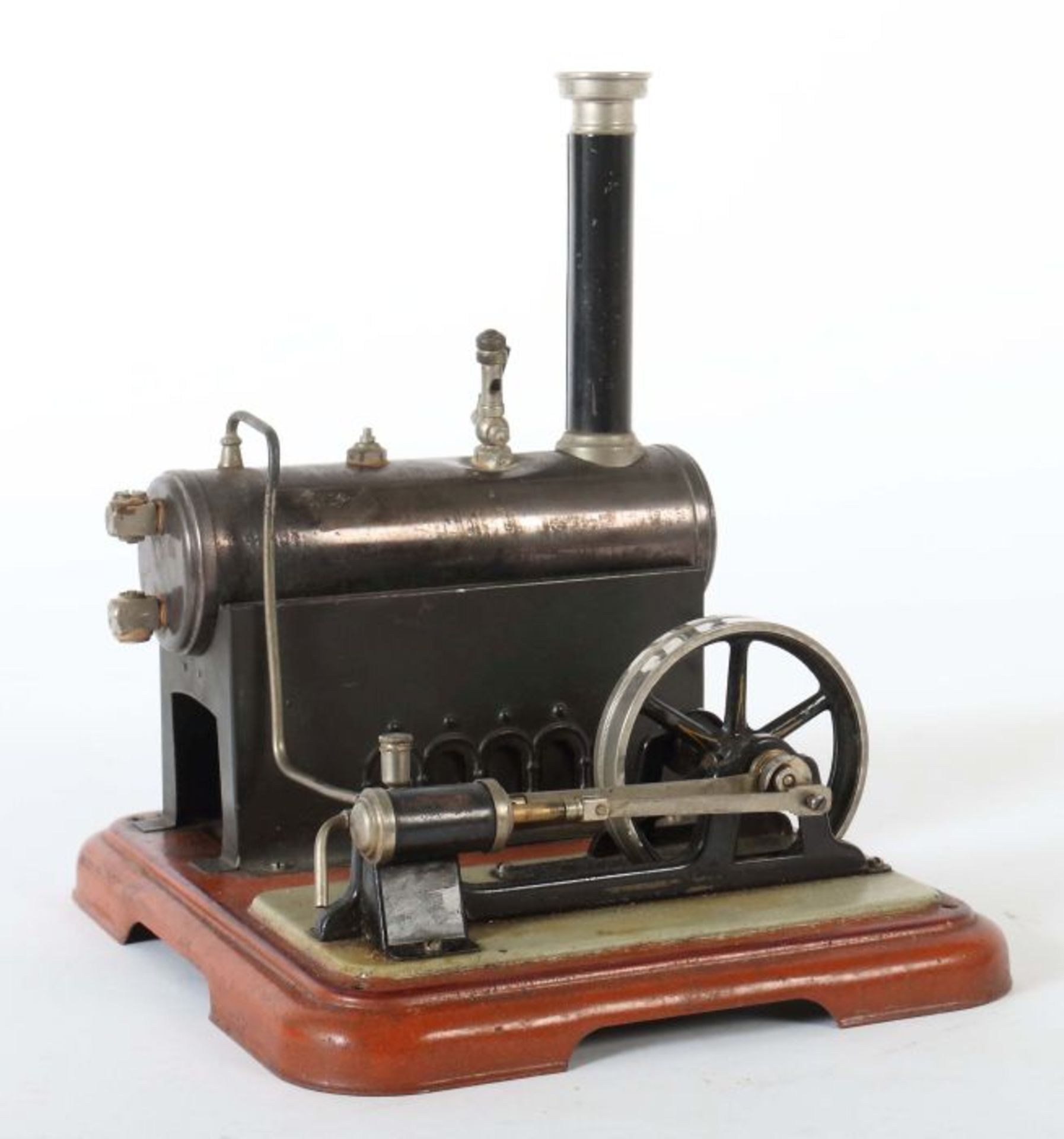 Dampfmaschine Märklin, wohl 4132/5 N, 1928, liegender, stahlblau patinieter Kessel, Pfeife, - Bild 2 aus 5