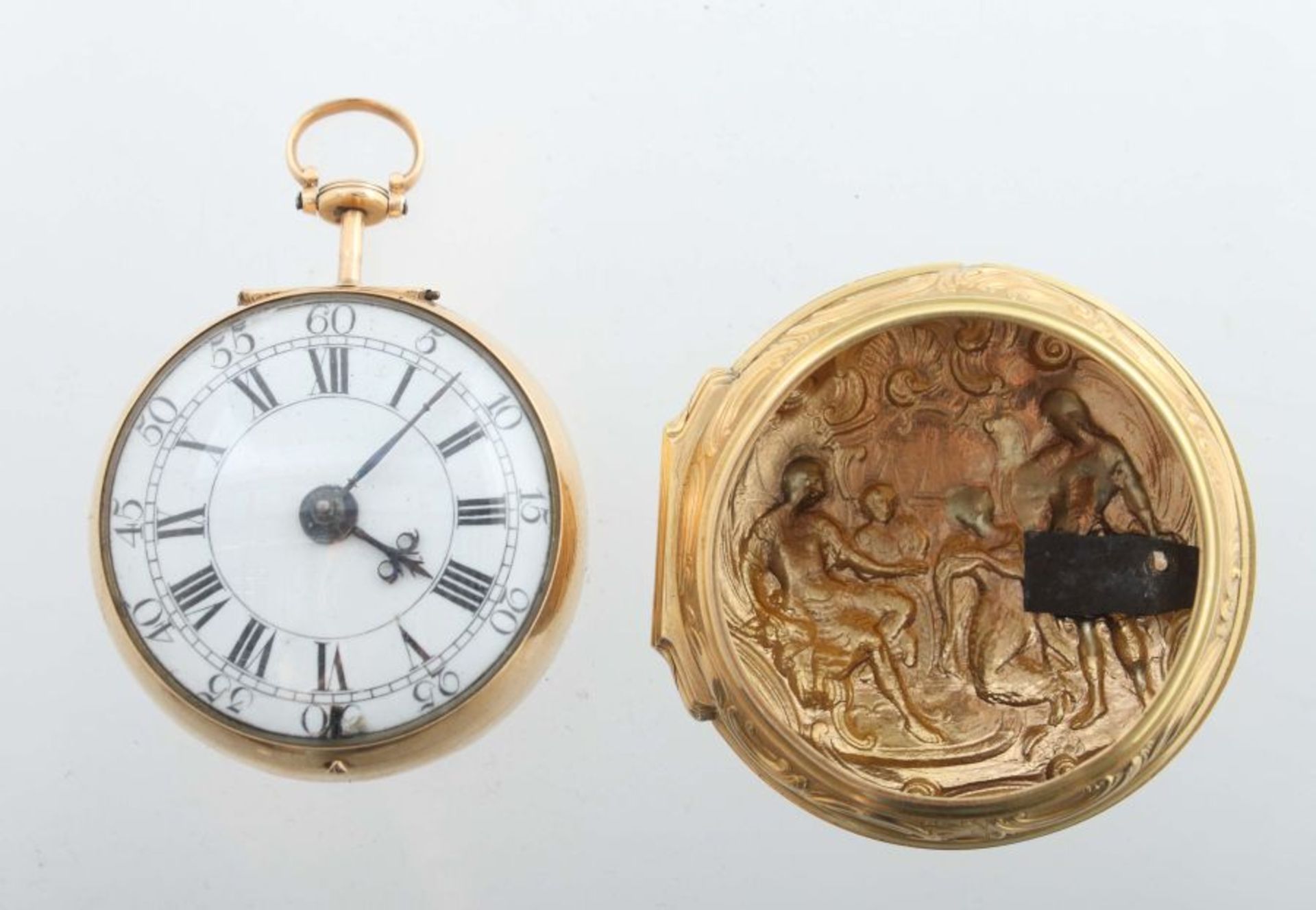 Spindeltaschenuhr mit Repoussé-Doppelgehäuse London, William Chater and Son (tätig von 1726 - - Bild 8 aus 8