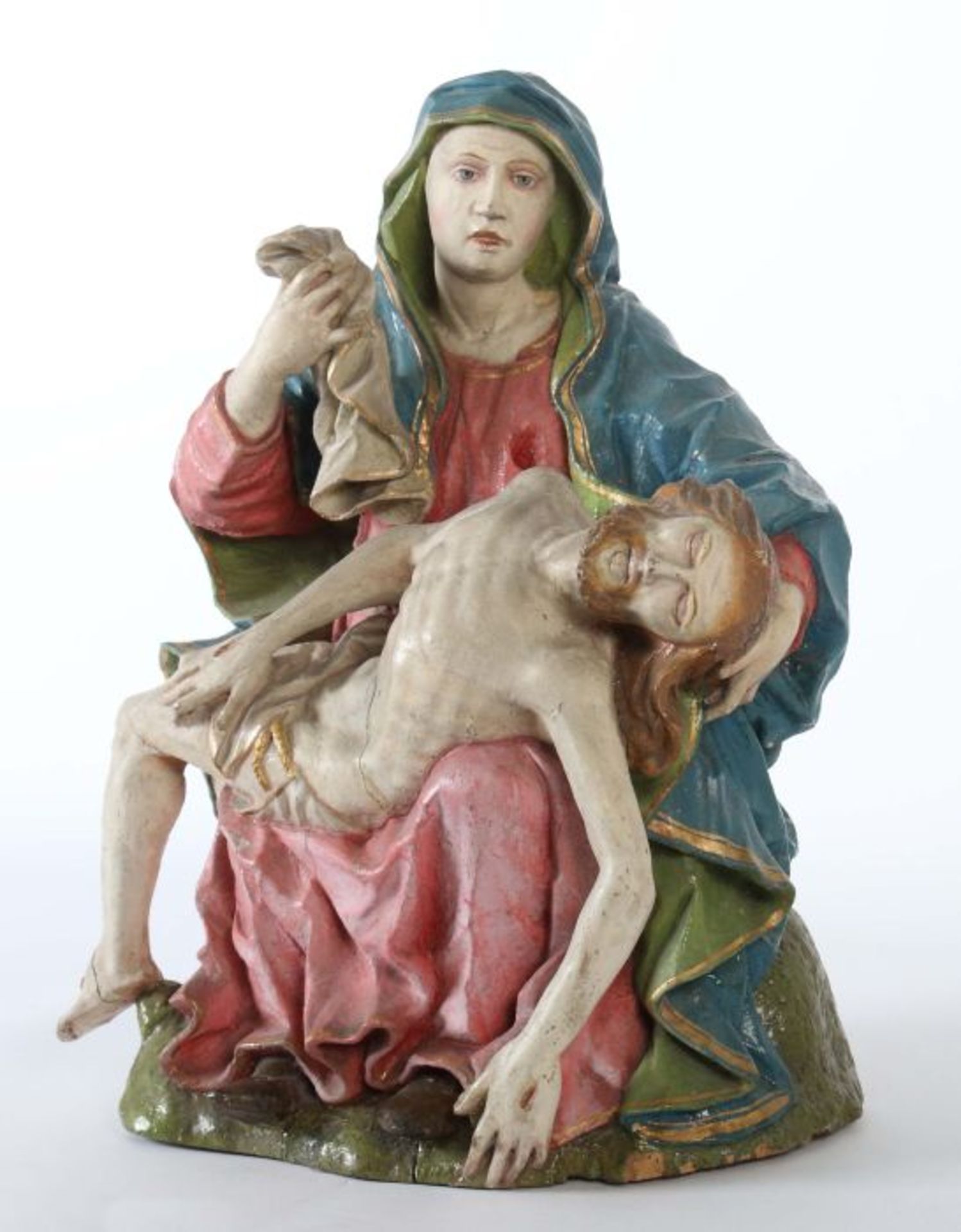 Bildschnitzer des 19./20. Jh. "Pietà", polychrom gefasst, dreiviertelplastische Darstellung der - Bild 3 aus 6