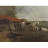 Baisch, Hermann Dresden 1846 - 1894 Karlsruhe, Lehrer und Maler in Karlsruhe. "Kühe auf der Weide"
