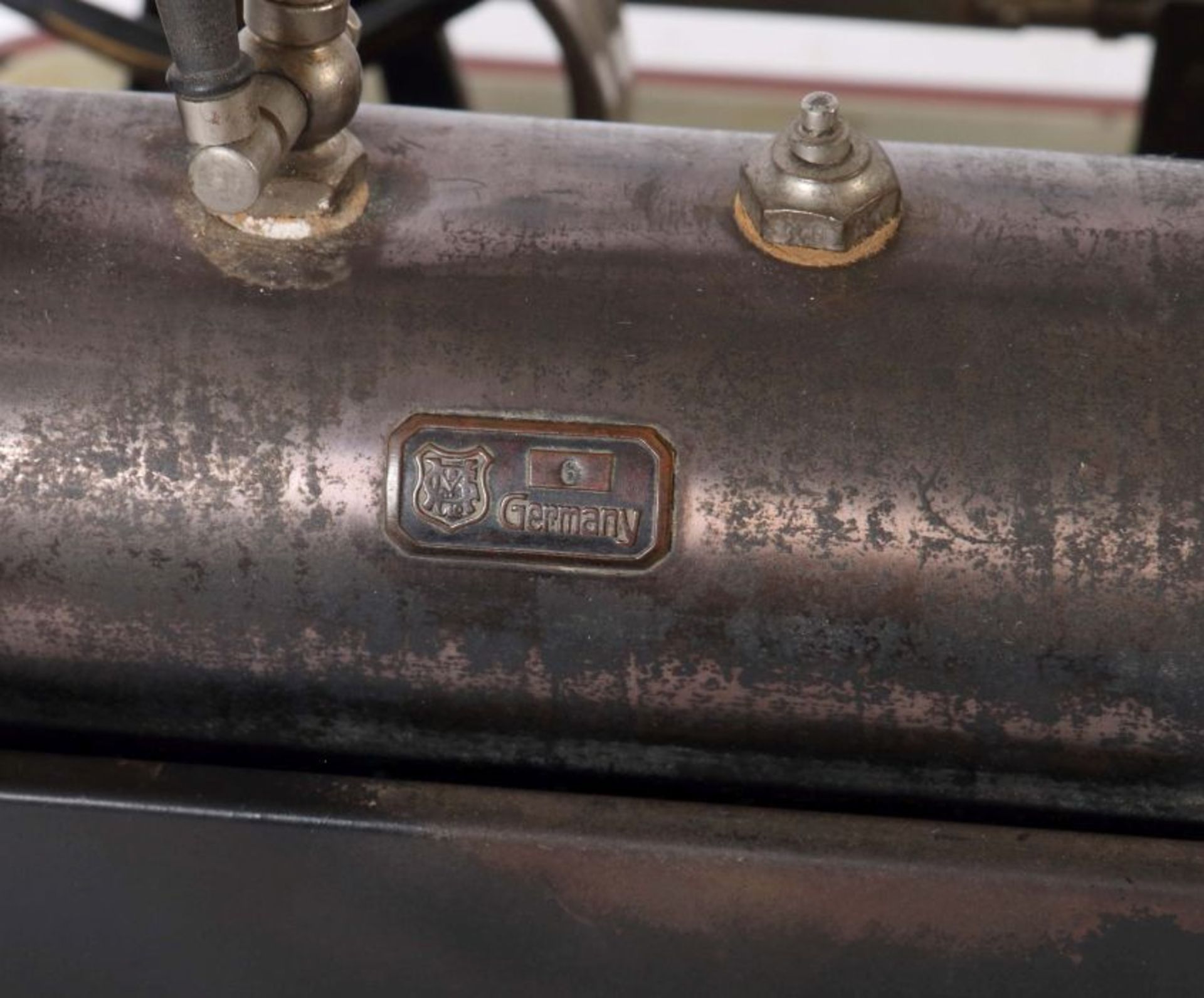 Dampfmaschine Märklin, wohl 4132/5 N, 1928, liegender, stahlblau patinieter Kessel, Pfeife, - Bild 4 aus 5