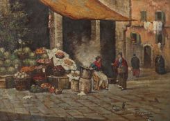 Pastega, Luigi Venedig 1858 - 1927 ebenda, italienischer Maler. "Gemüsestand", italienische Szene